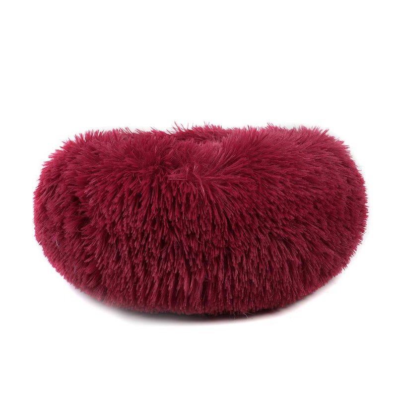 otoez Kitten Puppy Bed Extra Small XS Round Dog Cat Beds Anti Anxiety Plush Pet Calming Donut Bed with Non-Slip Waterproof Bottom, Washable (15.7", Dark Red) - Image 5